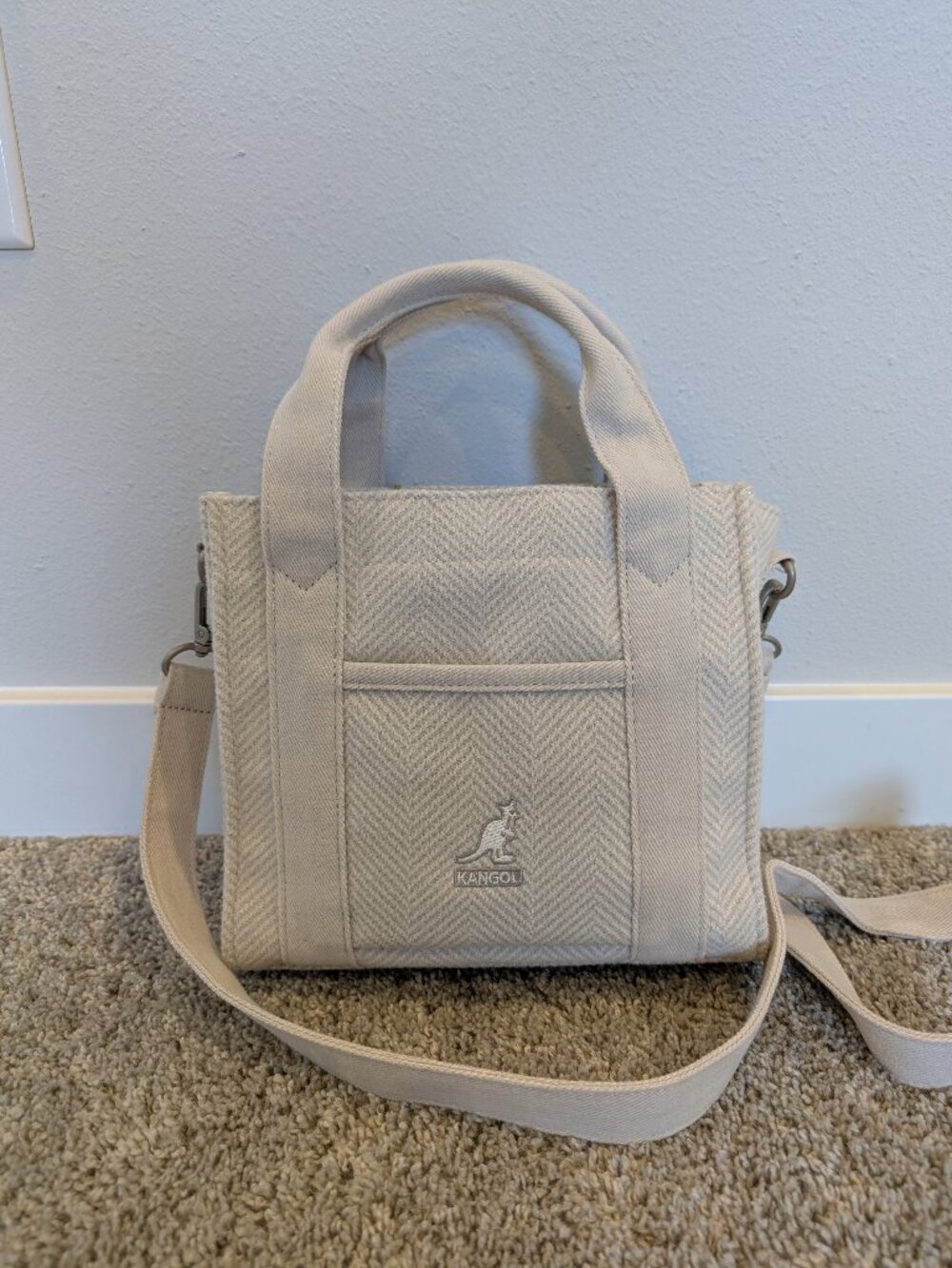 NEW Kangol Herringbone Tote Crossbody Bag